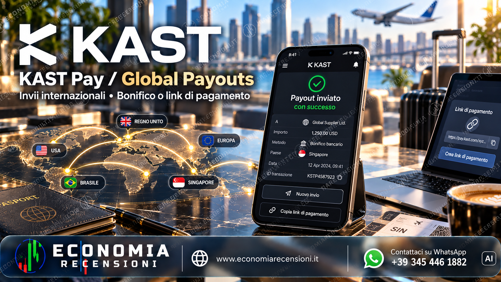 KAST nella sezione 1. Global Account: coordinate USD ed EUR