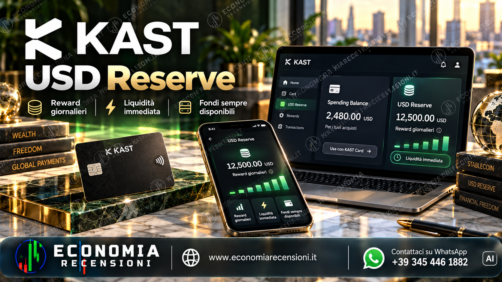 KAST nella sezione 5. USD Reserve: reward giornalieri senza blocco del saldo