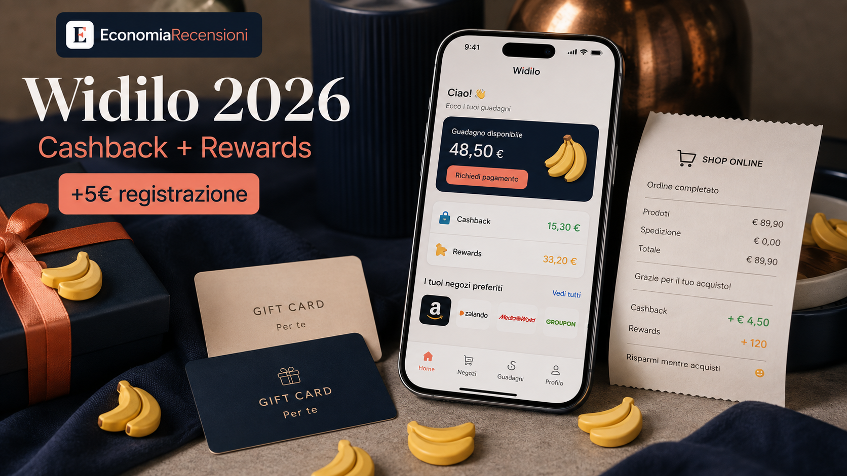 Cashback di Widilo collegato agli acquisti con carta