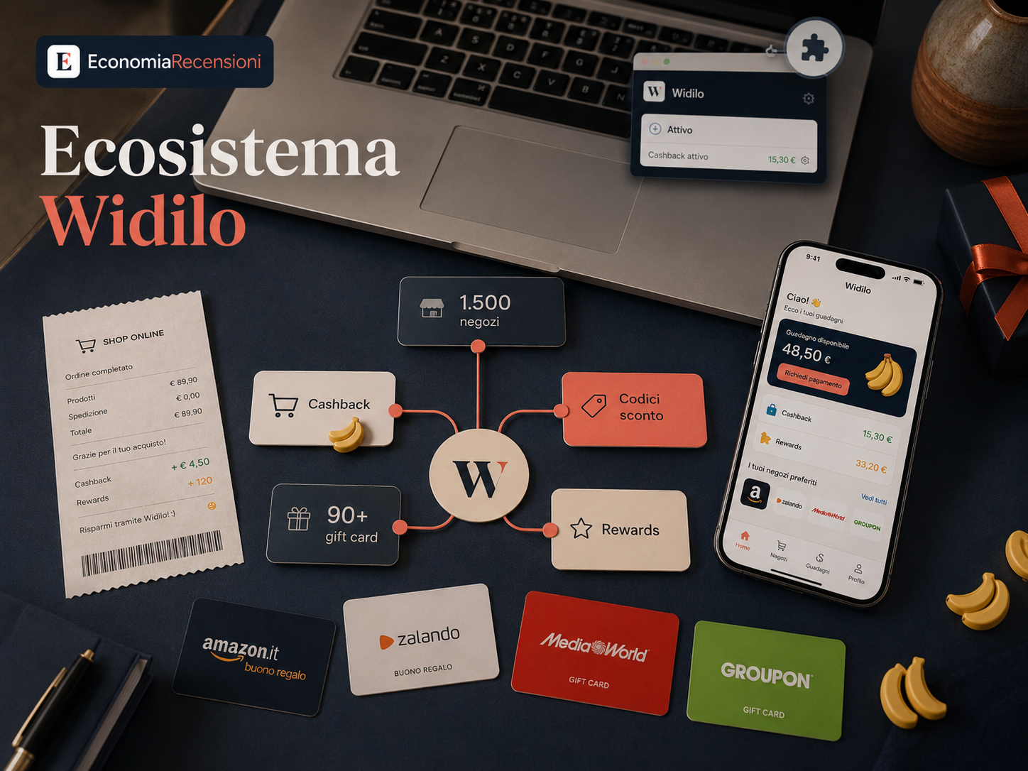 Cashback di Widilo collegato agli acquisti con carta