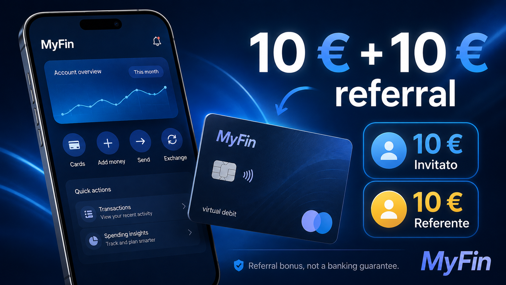 Visual editoriale MyFin dedicato al wallet digitale e alla sintesi della recensione