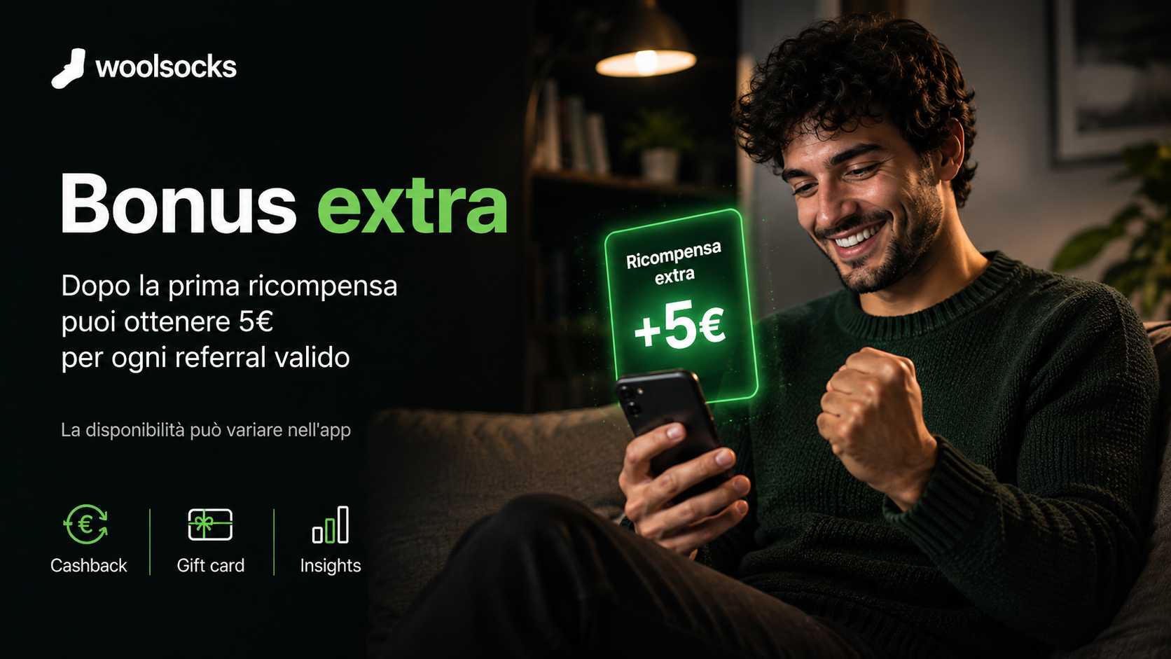 Cashback di Woolsocks collegato agli acquisti con carta