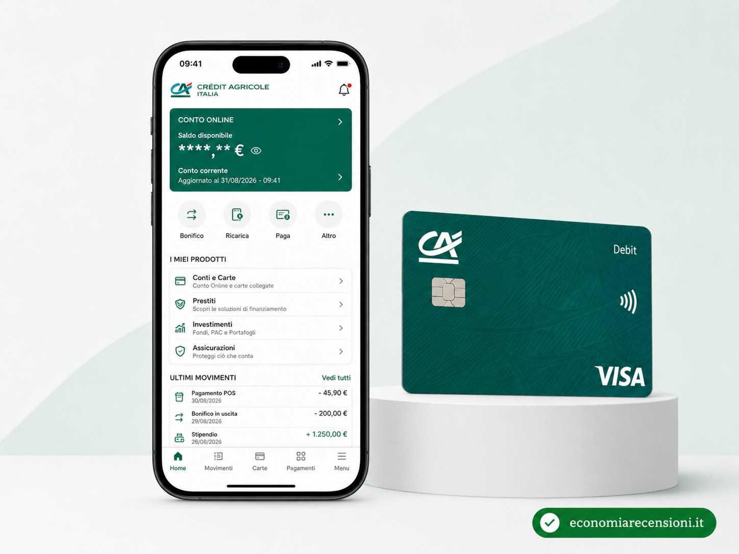 Schermata dell’app CREDIT AGRICOLE nella sezione app e funzioni digitali