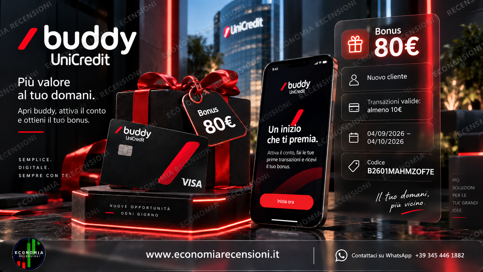 Schermata buddy UniCredit con costi e commissioni della carta