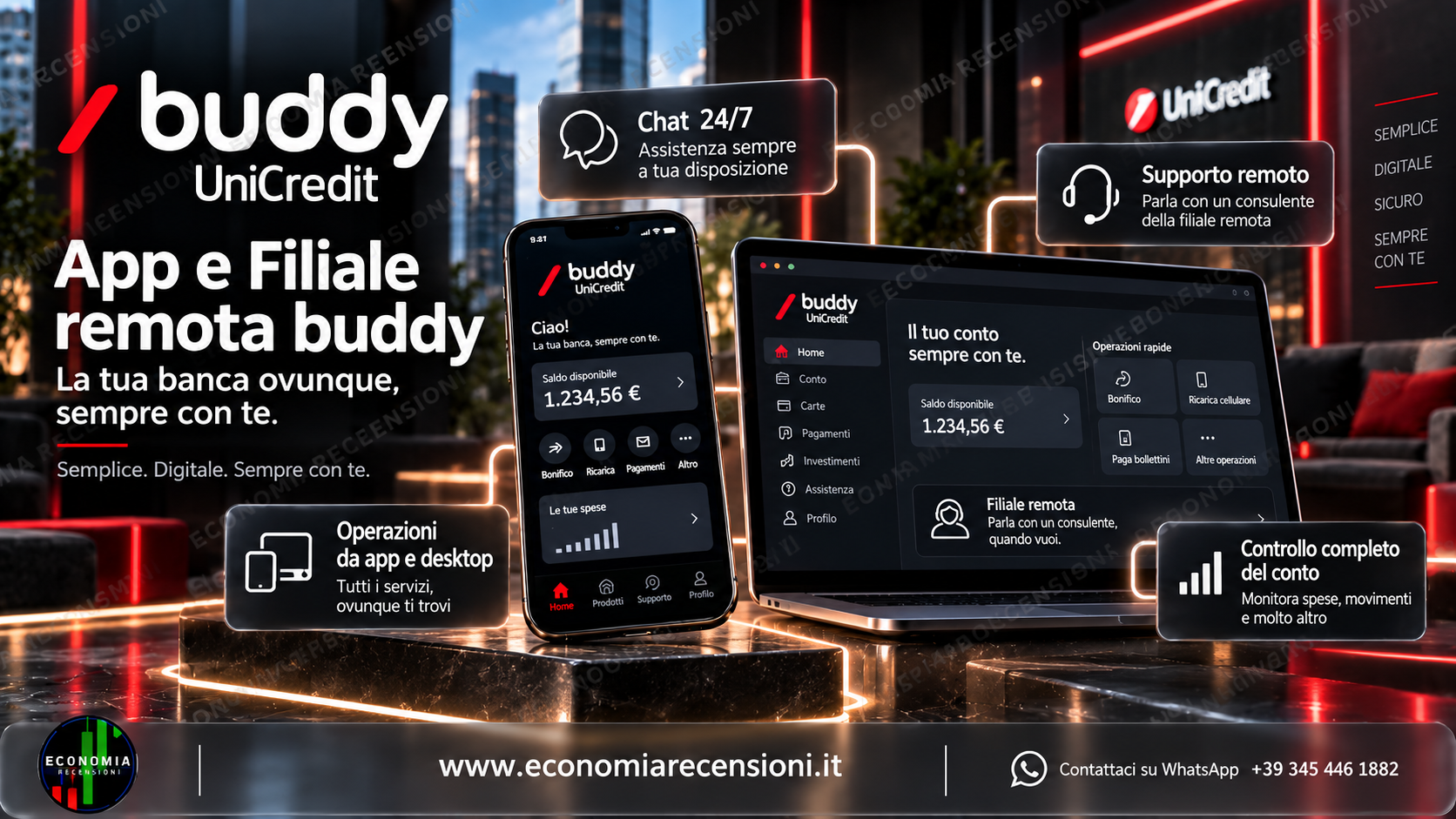 Schermata buddy UniCredit con costi e commissioni della carta