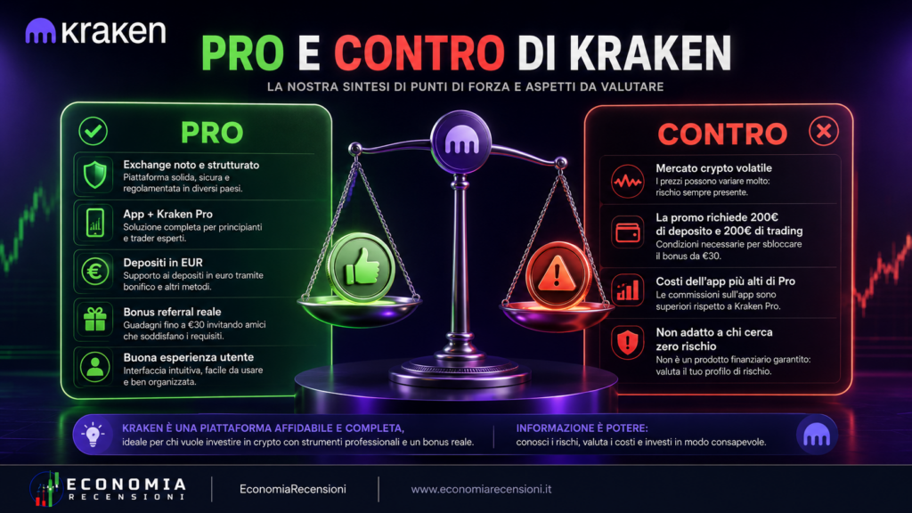 Schermata Kraken con costi e commissioni della carta
